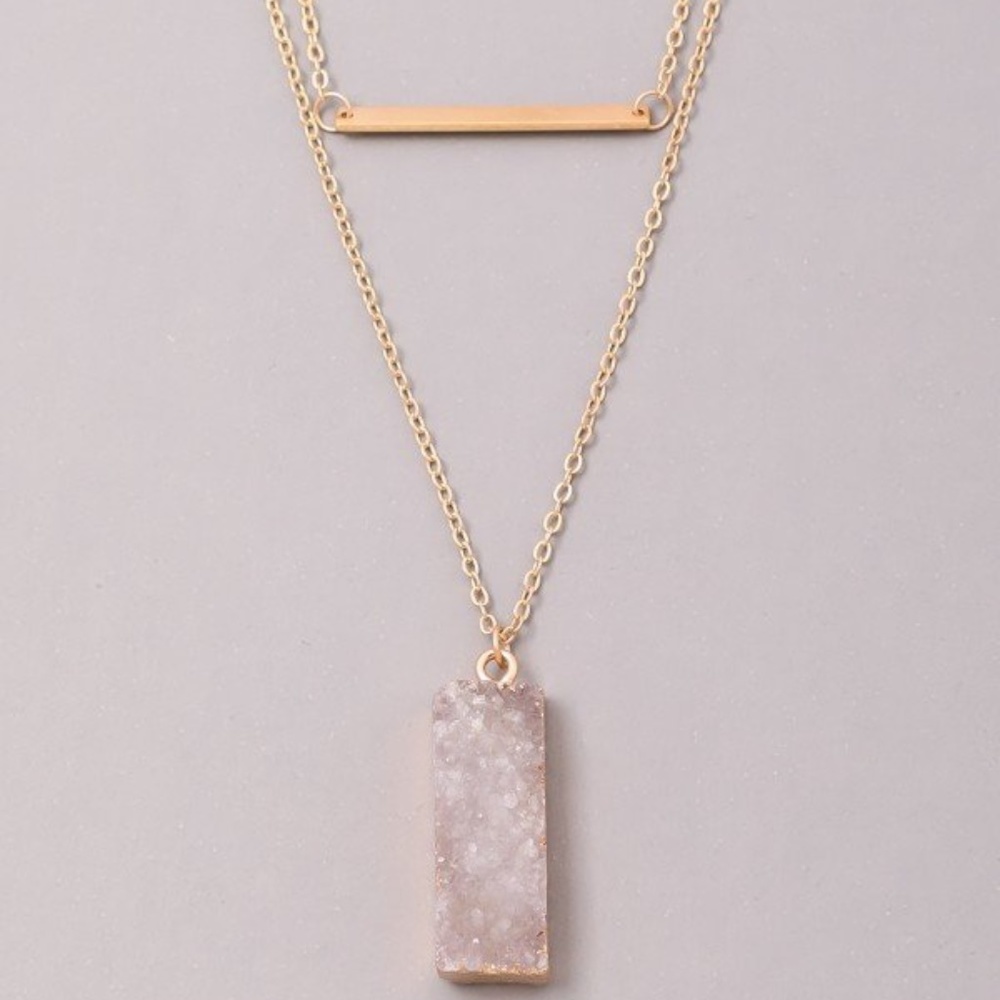 White Rocky Stone Necklace